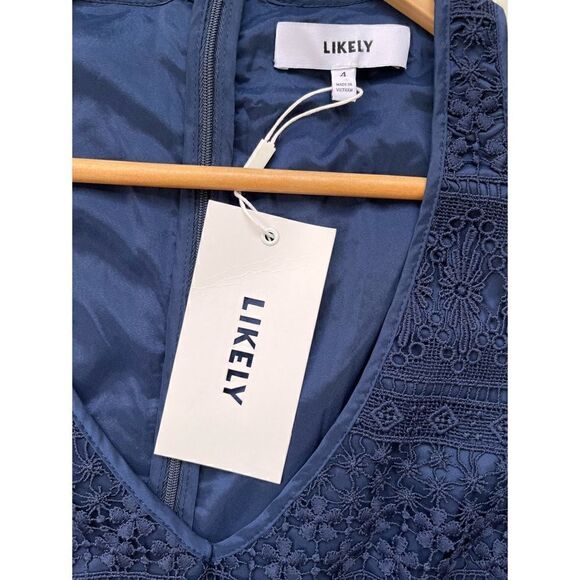 NWT Revolve Likely Navy Lace Drew Sleeveless V-Neck Choker Mini Dress, Size 4 - Picture 11 of 16